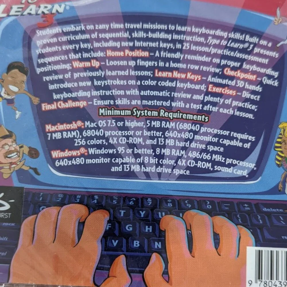 Type Type To Learn 3 PC Sunburst Macintosh/Windows Cd-Rom Brand New
